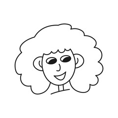 Fototapeta premium Woman, girl character head, face doodle, line person