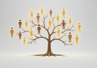 Glowing Family Tree Diagram with Human Icons