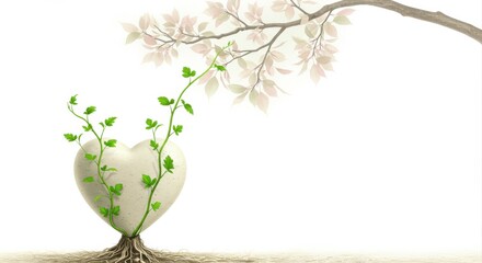 Heart Shaped Stone with Vines and Tree Branch