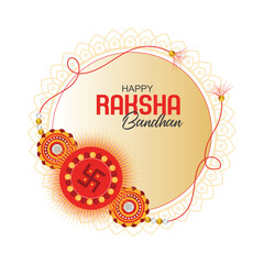 Happy Raksha Bandhan ceremony poster template design with decorative Rakhi