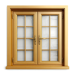 Obraz premium An elegant wooden double window featuring a classic design with rectangular panes and a polished finish, perfect for enhancing any home interior.