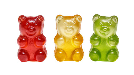 Colorful gummy bears line up against a dark background, perfect for sweet treats and confectionery marketing.