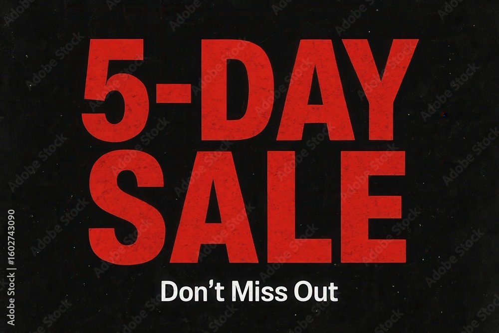 Poster bold red text on a black background announcing a 