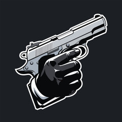 A Hand Holding a Pistol – Gun Icon of Vector Illustration
