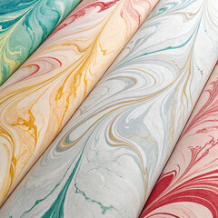 Title: Colorful Marbled Paper Rolls


