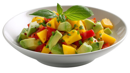 Fresh Mango and Avocado Salad in a White Bowl