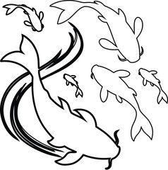 Obraz premium Collection of various fish icon vector of fish pictograms fresh looking