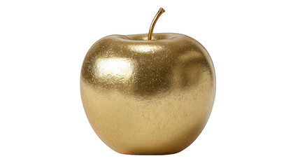 Gleaming golden apple stands out against a stark black backdrop, creating a sophisticated and visually striking still life.