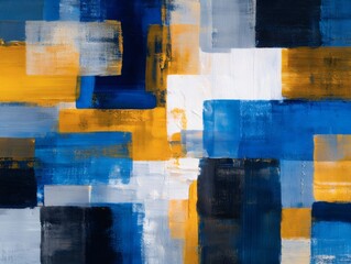 Abstract colorful wall with blue yellow and red square pattern in grunge texture design