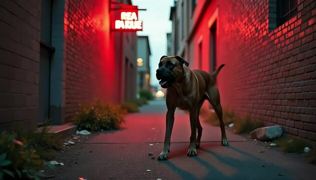 Mastiff fighting off a threat