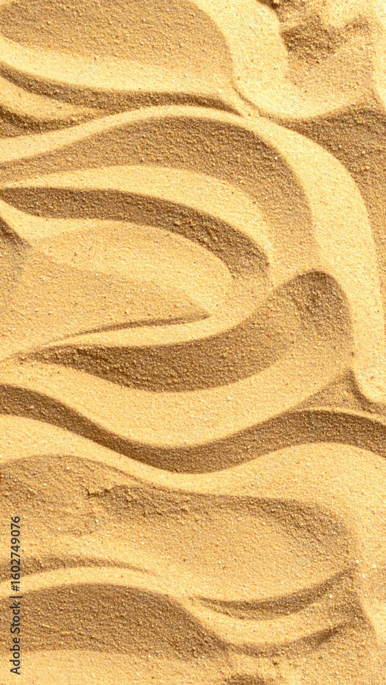 Poster golden sand texture with wavy patterns abstract beach background detail view