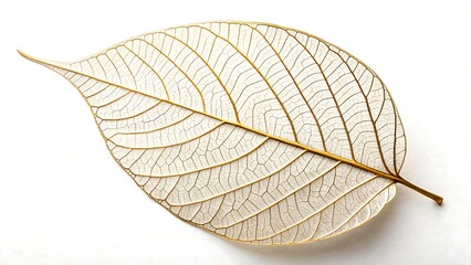 Elegant golden leaf skeleton on white offers a delicate botanical touch to your designs and creative projects