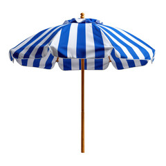 Obraz premium Classic Blue and White Striped Beach Umbrella for Summer Relaxation