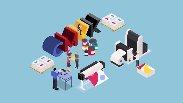 CMYK Printing Process and Graphic Design Studio 3d animation cartoon