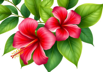 Obraz premium hibiscus isolated, hibiscus on white, red botanical, garden flower, single flower, hibiscus art, hibiscus watercolor, blooming hibiscus, nature flower, hibiscus macro, tropical garden, vibrant flower,