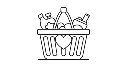 heart basket icon, romantic basket vector, love gift basket, heart symbol basket, Valentine basket icon, love gift icon, basket with heart, cute love basket, love clipart, basket illustration, love co