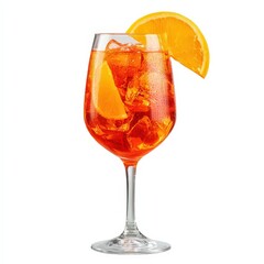Glass of Aperol spritz cocktail isolated on white background