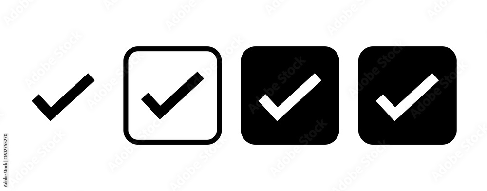 Poster a collection of black check mark icons in a box with a transparent background