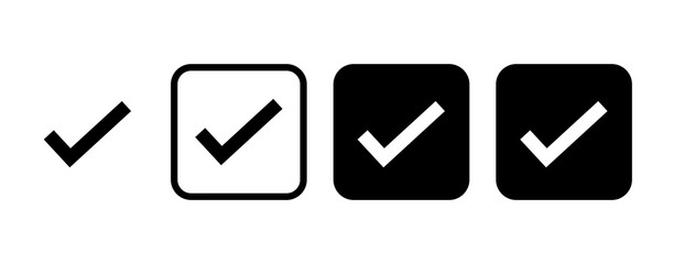 A collection of black check mark icons in a box with a transparent background