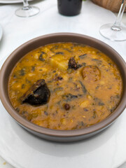 Traditional Hearty Stew in Rustic Bowl