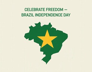 Celebrate freedom. Brazil Independence Day illustration with map and star