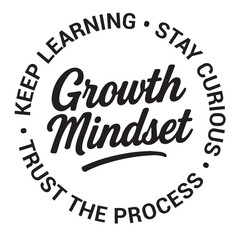 Growth mindset, keep learning, stay curious, trust the process, inspirational design quote, motivational quotes, typography illustration lettering quotes