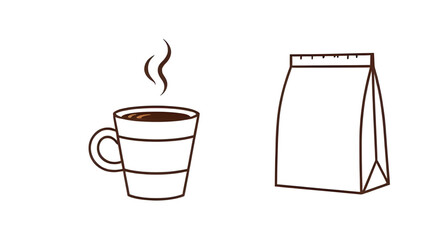cup with coffee, steaming cup, coffee branding, breakfast drink, coffee vector, caffeine cup, cafe logo, drink packet, coffee packaging, morning coffee, beverage cup, disposable cup, coffee pouch, cof