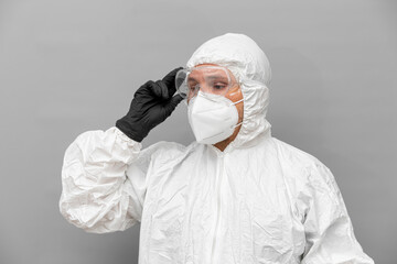 Healthcare worker in protective gear during covid pandemic