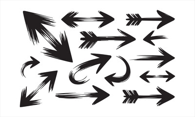 Grunge Brush Arrow Icons – Bold Painted Directional Set