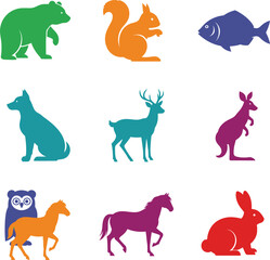 Adorable animal silhouettes for children's books, playful designs, nature themes, and cute creative projects