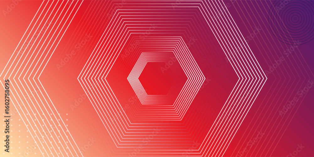Poster abstract modern gradient horizontal template background. trendy bright hexagon lines creative design
