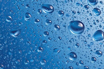 Close-up of water droplets on a blue surface