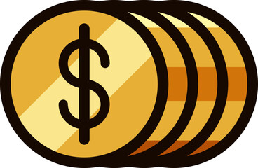 Golden dollar sign with coins representing wealth and financial success