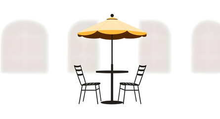 umbrella and chair vector, seaside seating, deck furniture, sunset dining set, weekend outdoor table, relax under umbrella, table and chairs icon, family outdoor seating, tabletop with parasol, umbrel