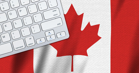 Computer keyboard on a Canadian flag