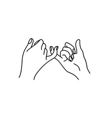 hand drawn vector illustration of a print promise hands