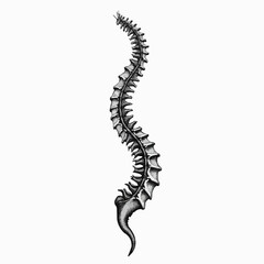 Spinal cord illustration in detailed vector style on white background  