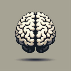 Geometric vector style of brain with lobes in detailed illustration  