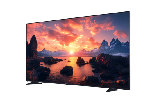 Isolated OLED flat smart TV on white background