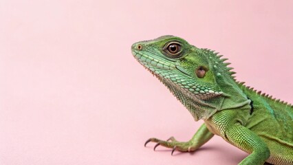 Fototapeta premium Chameleon with a veil, the background is light colored, pastel style.