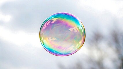 Delicate iridescent bubble floating in the air a symbol of fragility and wonder perfect for dreamy projects