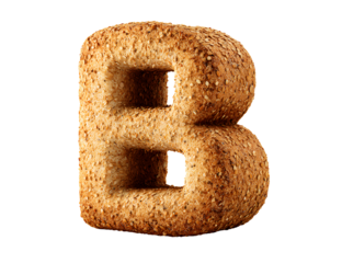 Rainbow colored crocheted letter B  isolated on white background