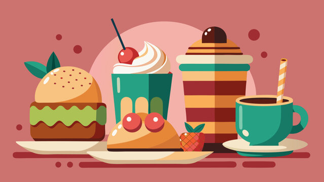 Coffee and dessert combo in elegant caf  setup | Barista Cafe Illustration
