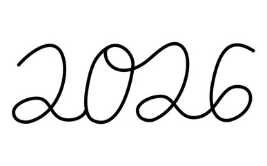 おしゃれな手書き数字の2026年のシンプル素材