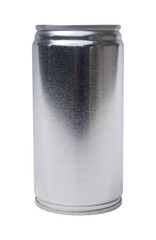 stainless tin can of beverage on white background isolated