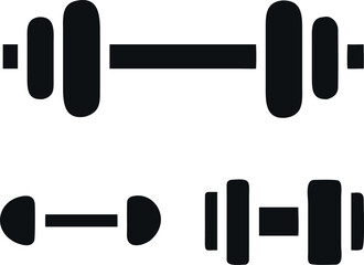 Simple Black and White Dumbbells Graphic Vector Illustration