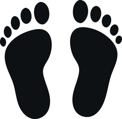 Simple Black Footprint Icon Pair on White Background