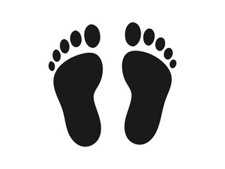 Simple Black Footprint Icon Pair on White Background