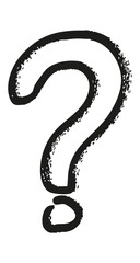 Black question mark on a transparent background.