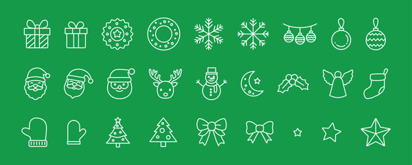 Christmas Icon Set. Monochrome Vector Illustration
クリスマスアイコンセット 単色ベクターイラスト